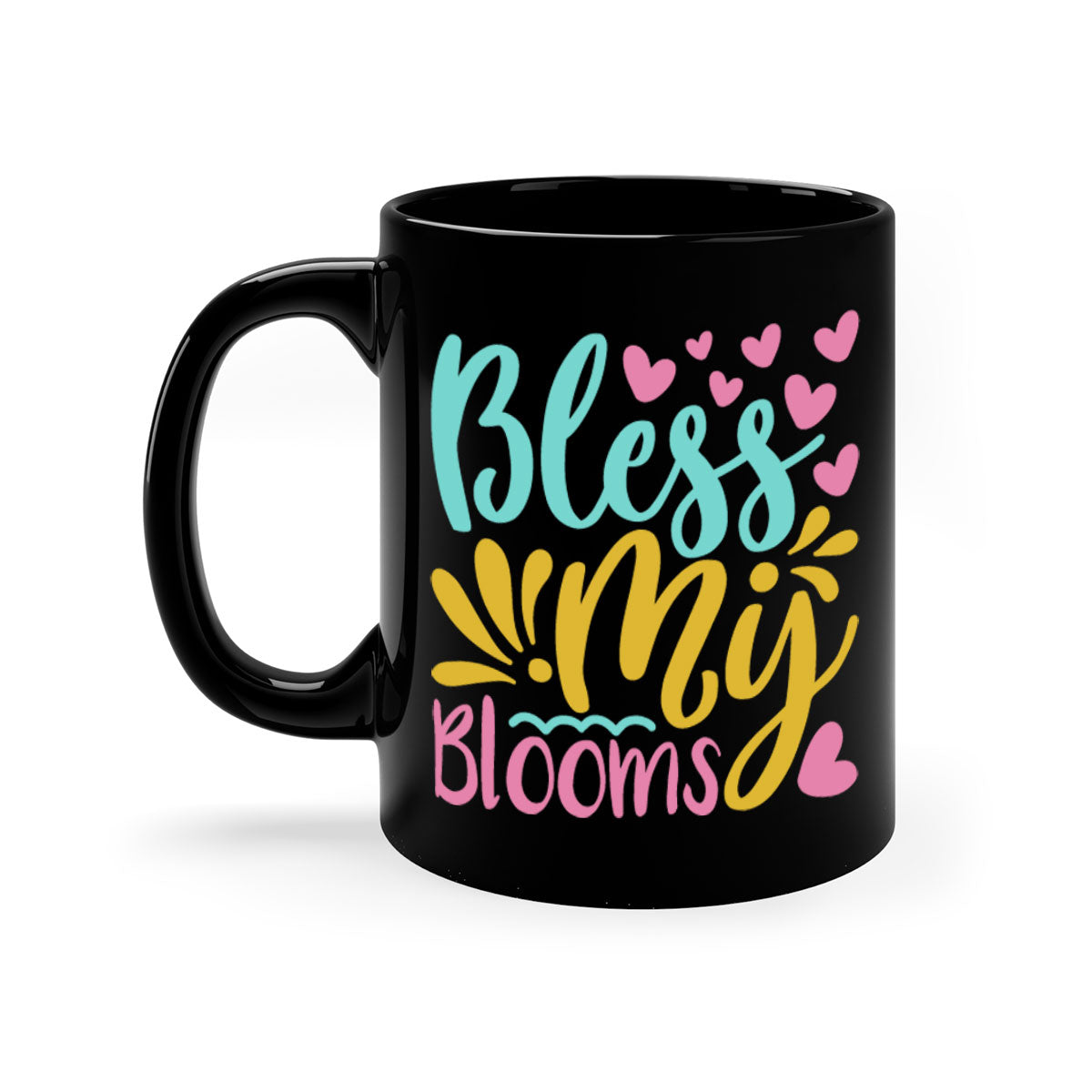 Bless my blooms Style 69# Summer Mug with a glossy finish, featuring a colored handle and interior, available in multiple colors.