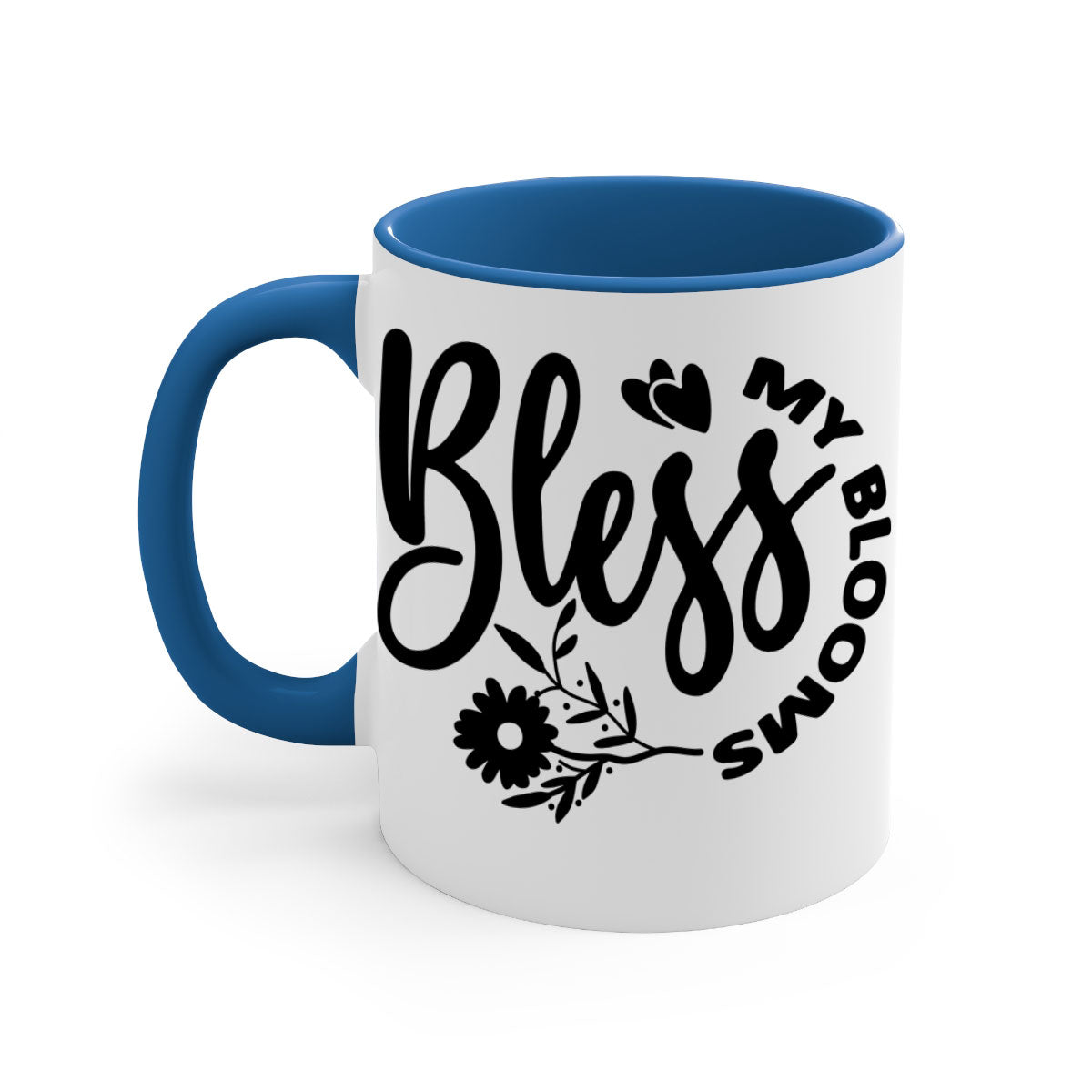 Bless My Blooms47# Mug featuring a glossy finish, colored handle, and interior, available in five vibrant colors.