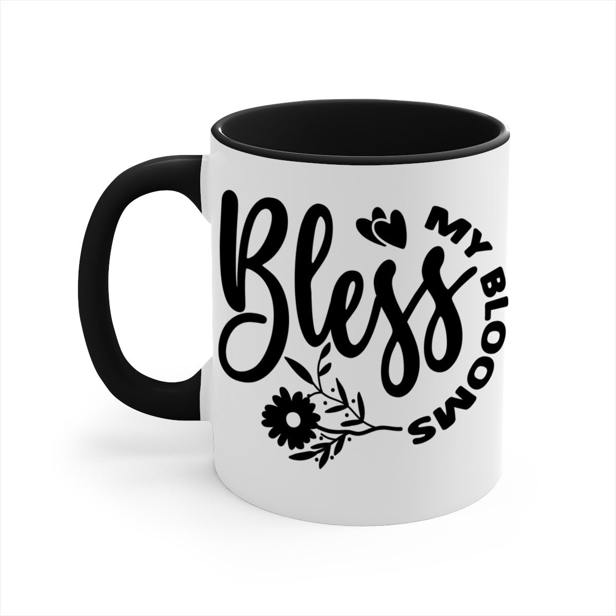 Bless My Blooms47# Mug featuring a glossy finish, colored handle, and interior, available in five vibrant colors.