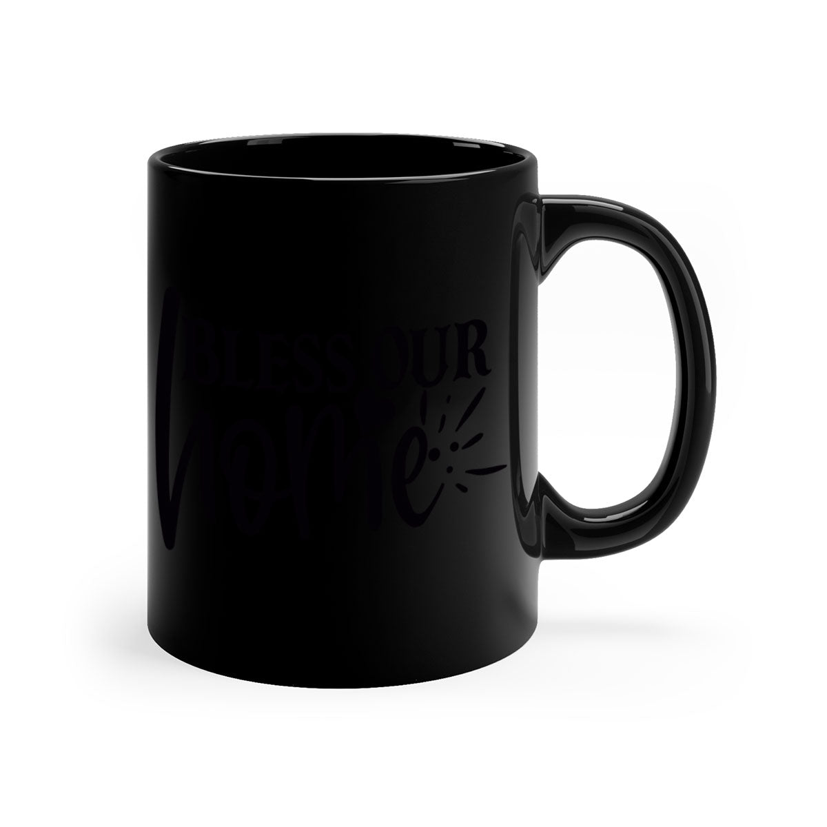 A stylish bless our home 86# Mug featuring a glossy finish, colored handle, and interior, available in multiple colors and sizes.