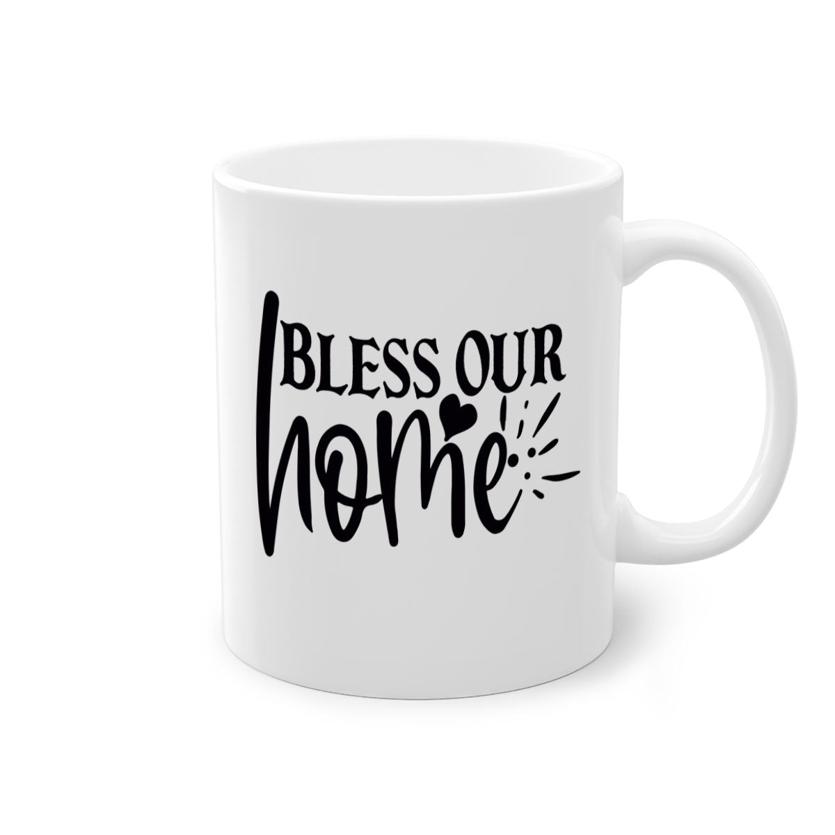 A stylish bless our home 86# Mug featuring a glossy finish, colored handle, and interior, available in multiple colors and sizes.