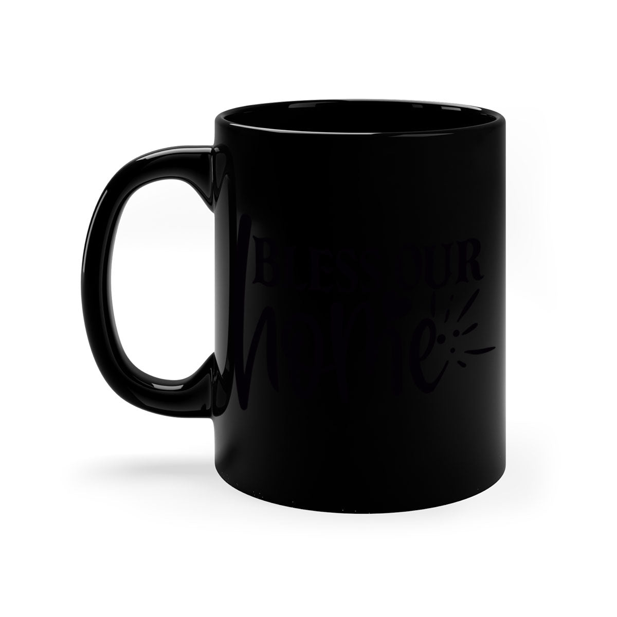 A stylish bless our home 86# Mug featuring a glossy finish, colored handle, and interior, available in multiple colors and sizes.