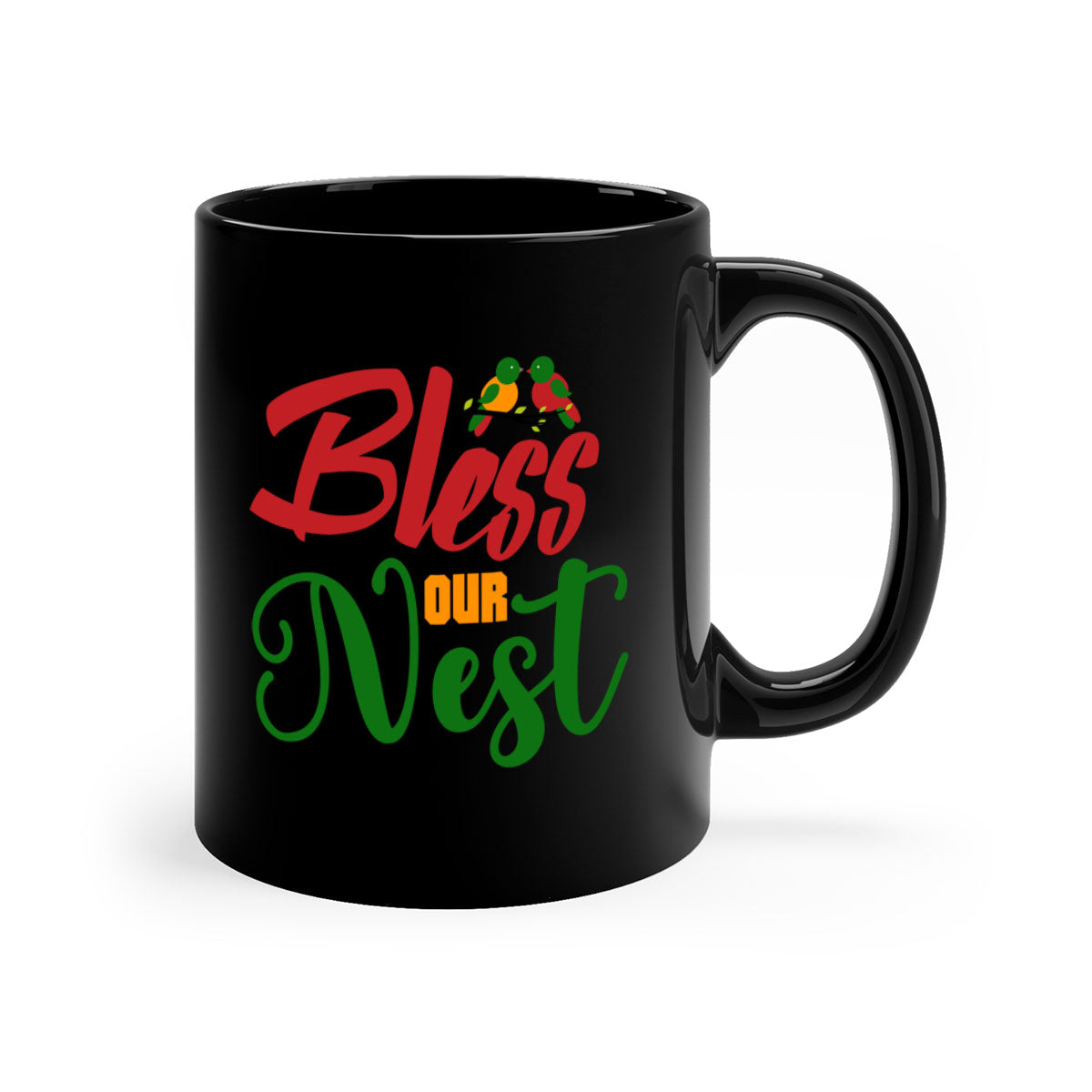 Bless Our Nest 67# Mug with two-tone design, featuring a colored handle and glossy finish, available in multiple colors.