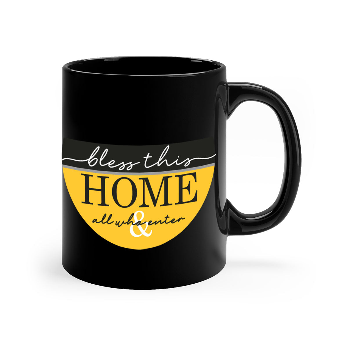 A two-tone ceramic mug with a glossy finish, featuring a colored handle and interior, available in five colors.