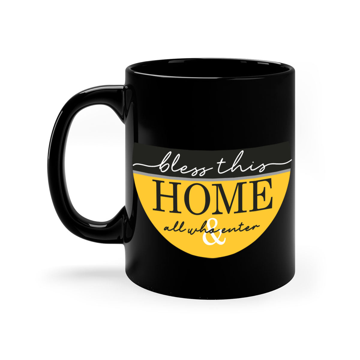 A two-tone ceramic mug with a glossy finish, featuring a colored handle and interior, available in five colors.