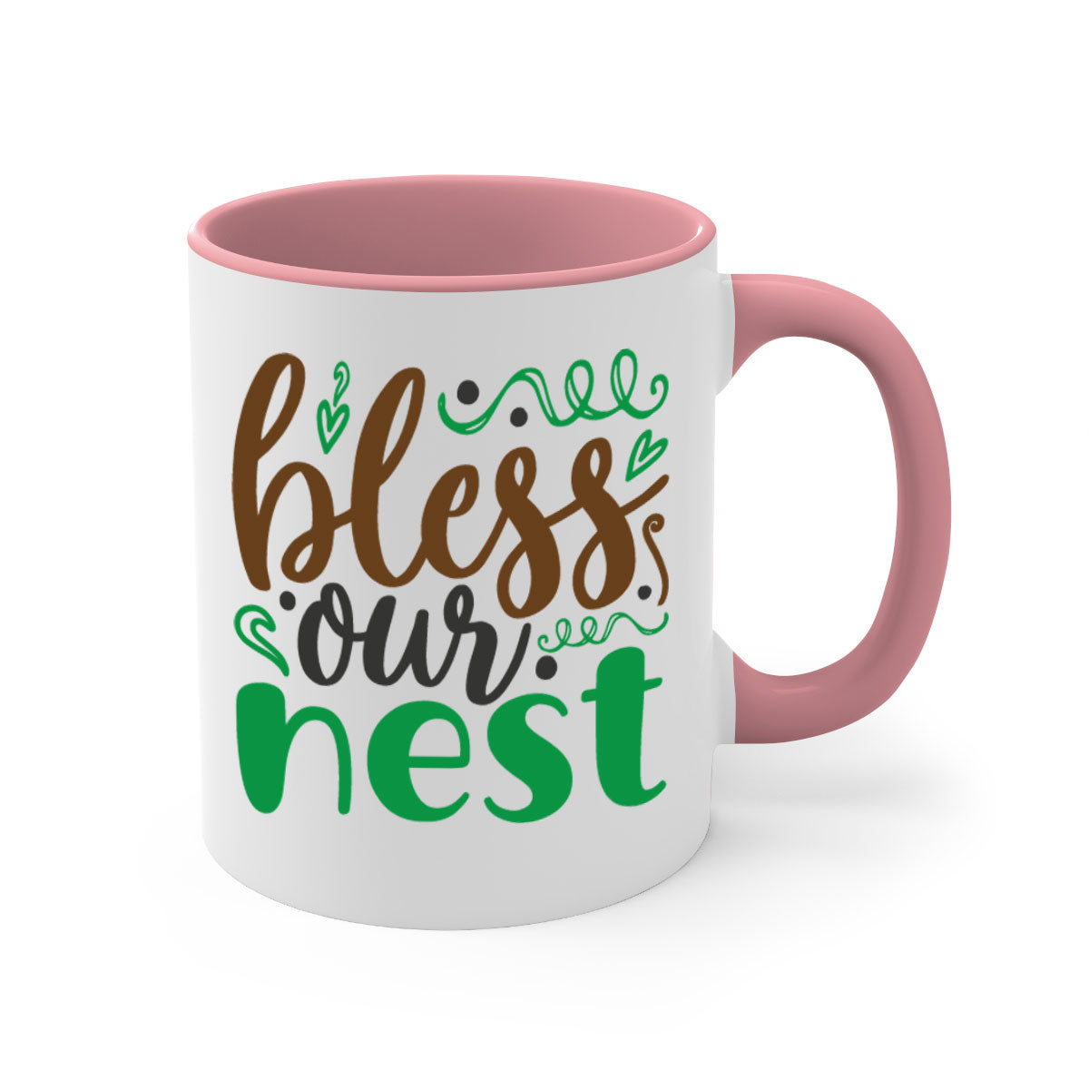 Blese Our Nest 298# Christmas Mug with a glossy finish, featuring a colored handle and interior, available in multiple colors.