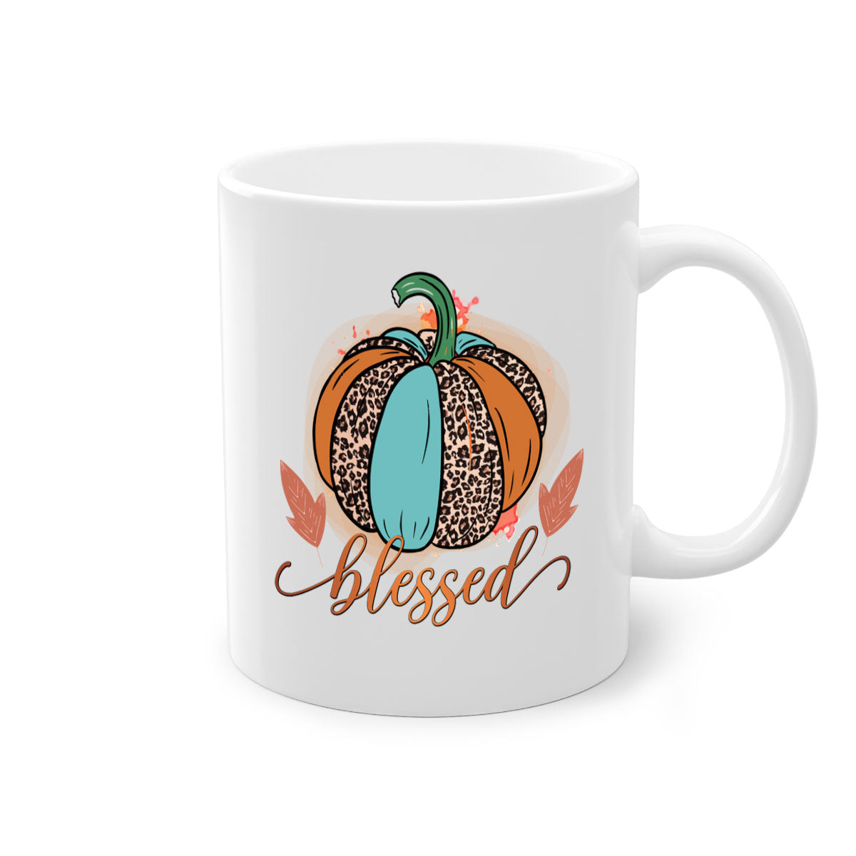 A stylish Blessed 50# Mug featuring a glossy finish, colored handle, and interior, available in five vibrant colors.