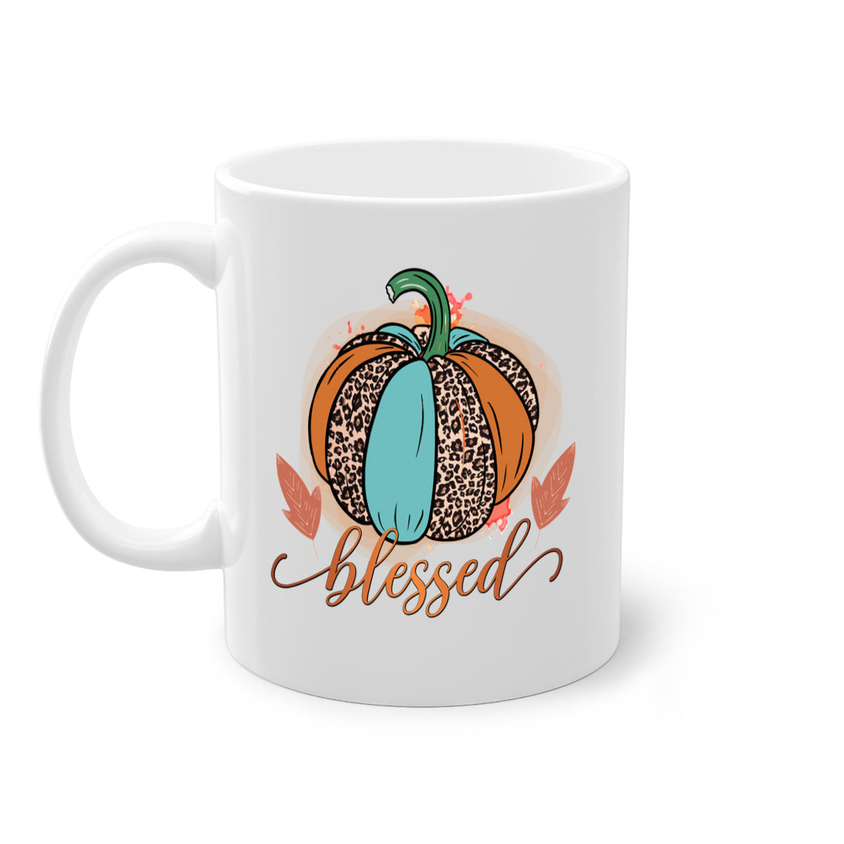 A stylish Blessed 50# Mug featuring a glossy finish, colored handle, and interior, available in five vibrant colors.