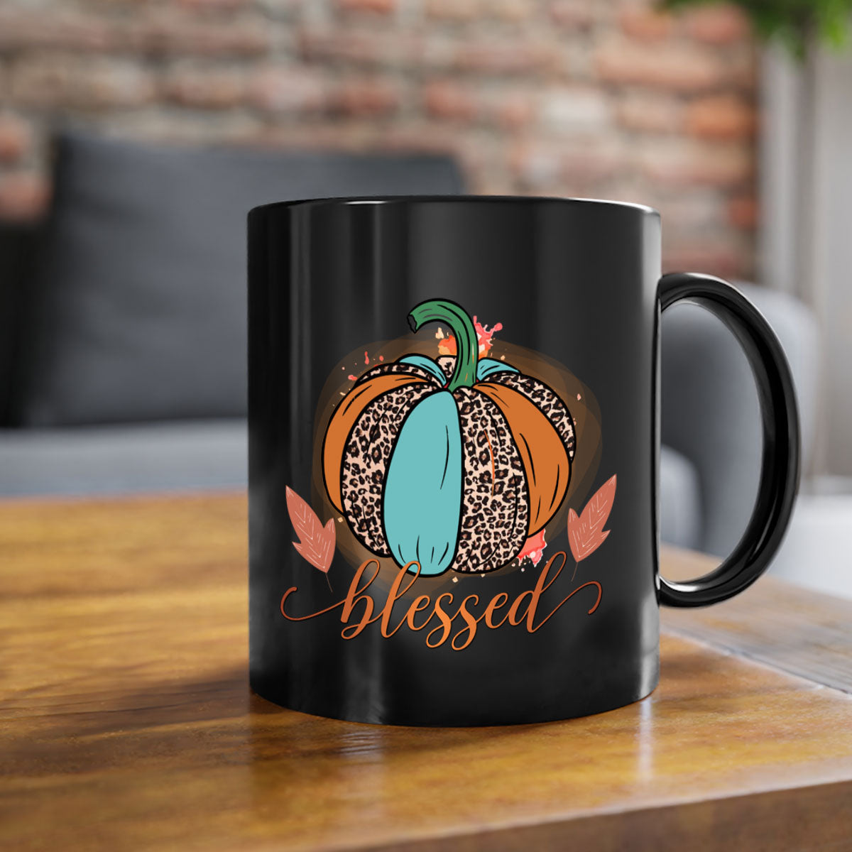 A stylish Blessed 50# Mug featuring a glossy finish, colored handle, and interior, available in five vibrant colors.