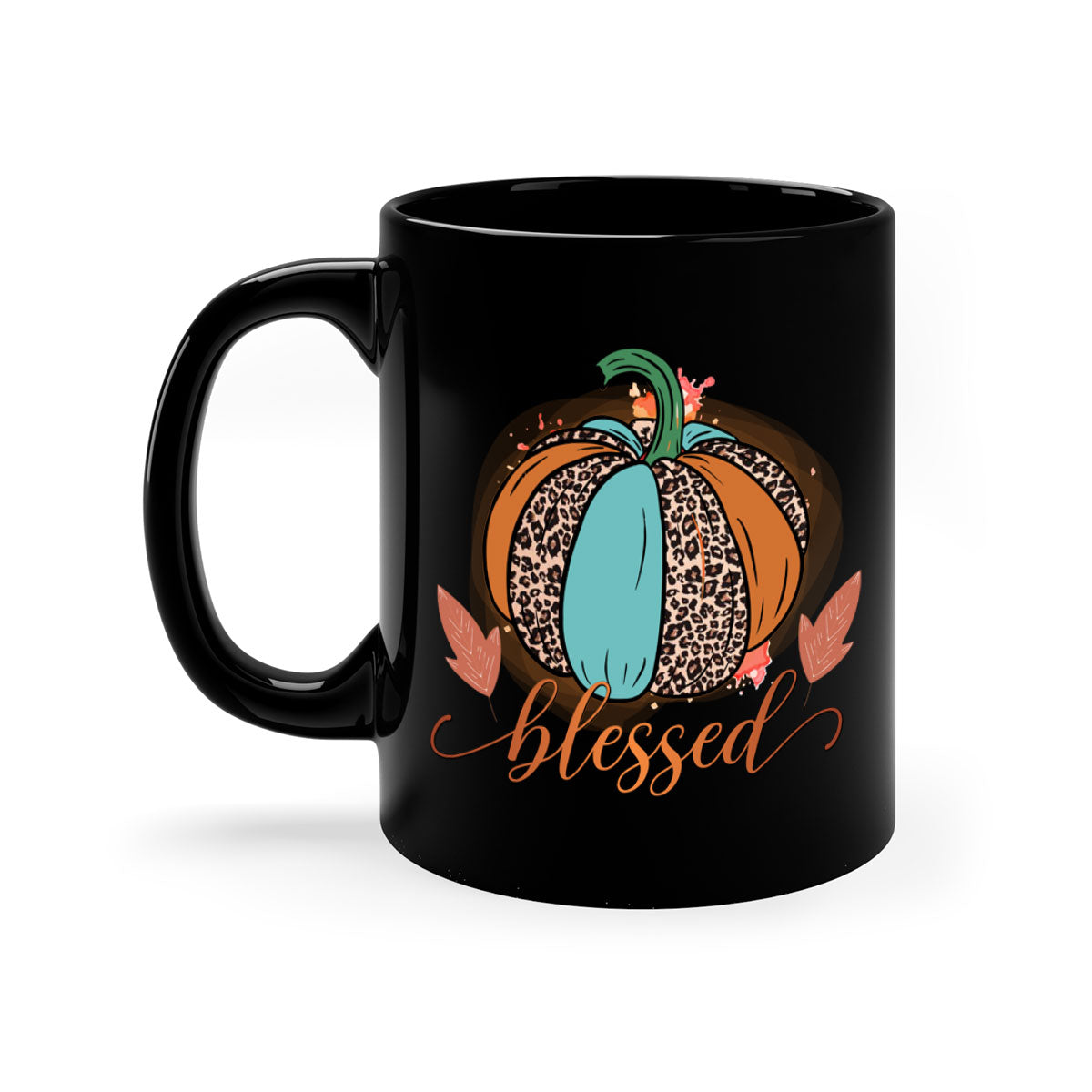 A stylish Blessed 50# Mug featuring a glossy finish, colored handle, and interior, available in five vibrant colors.