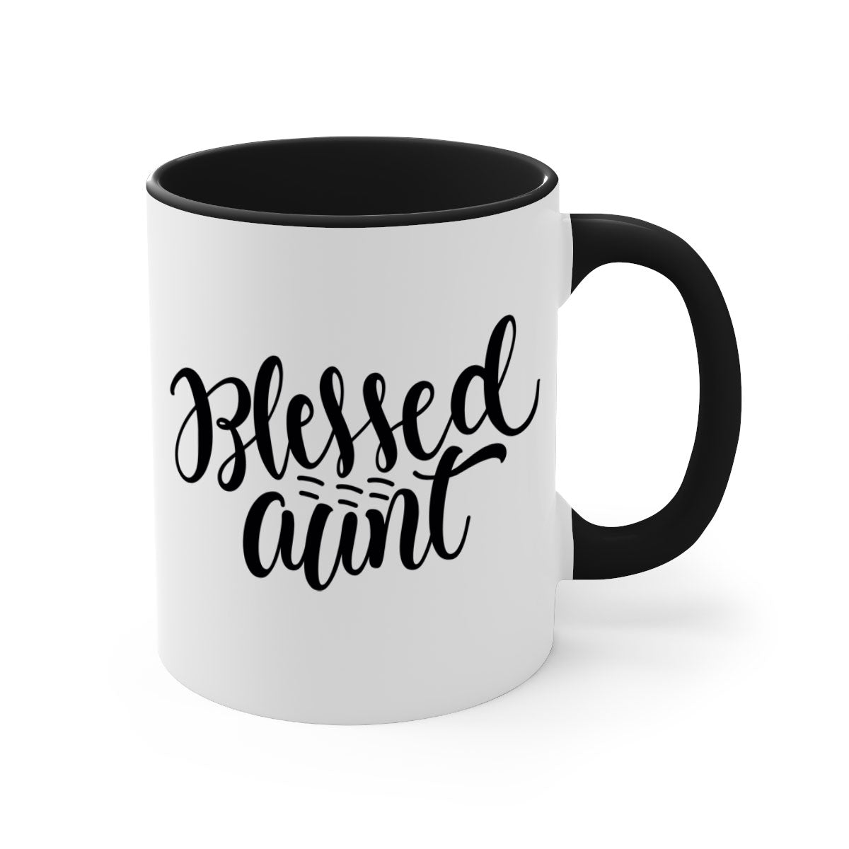 A stylish two-tone Blessed Aunt Mug with a colored handle and glossy finish, available in multiple colors and sizes.