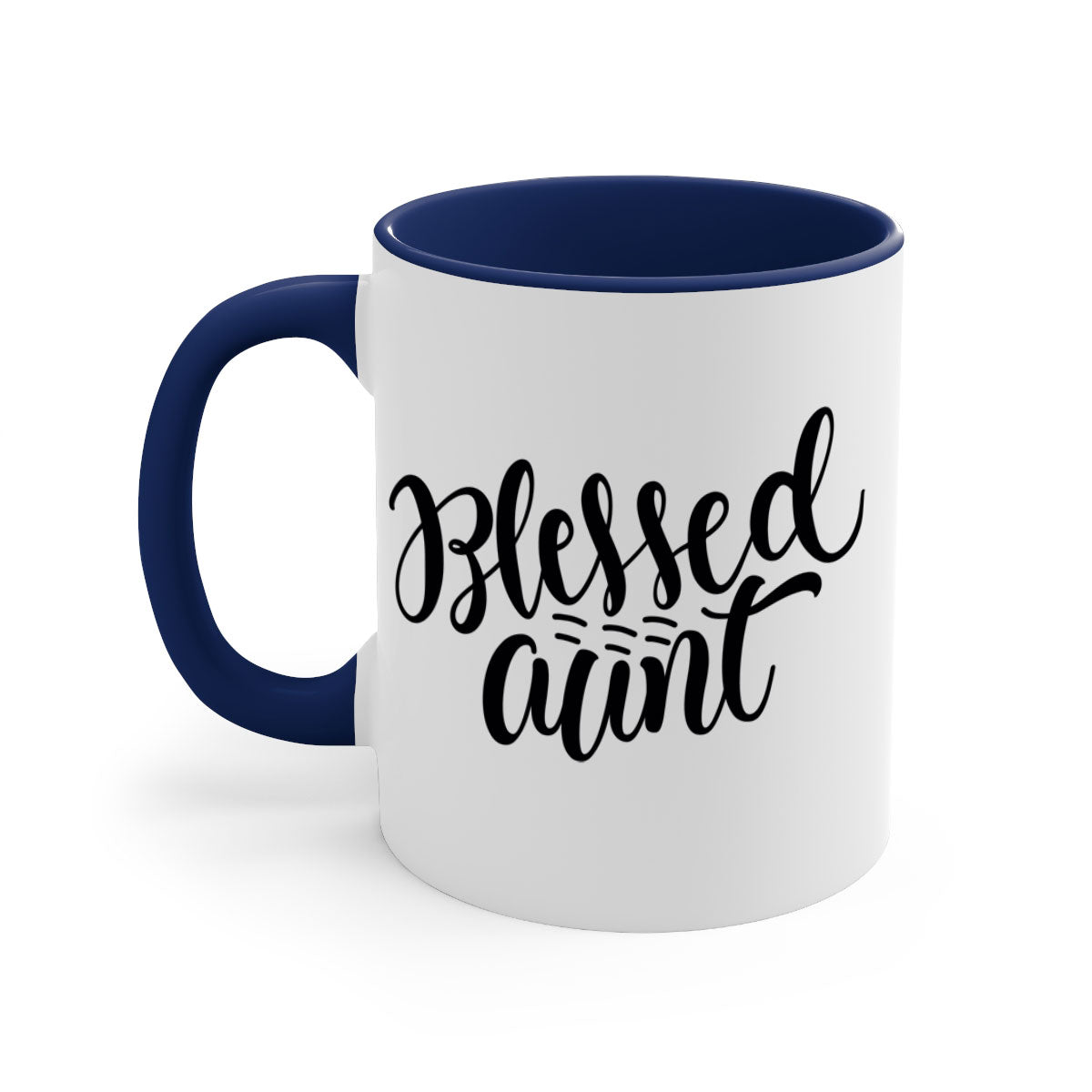 A stylish two-tone Blessed Aunt Mug with a colored handle and glossy finish, available in multiple colors and sizes.