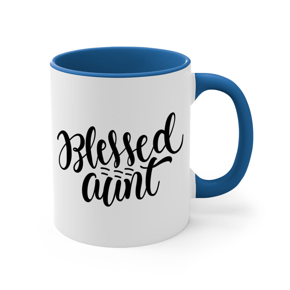 A stylish two-tone Blessed Aunt Mug with a colored handle and glossy finish, available in multiple colors and sizes.