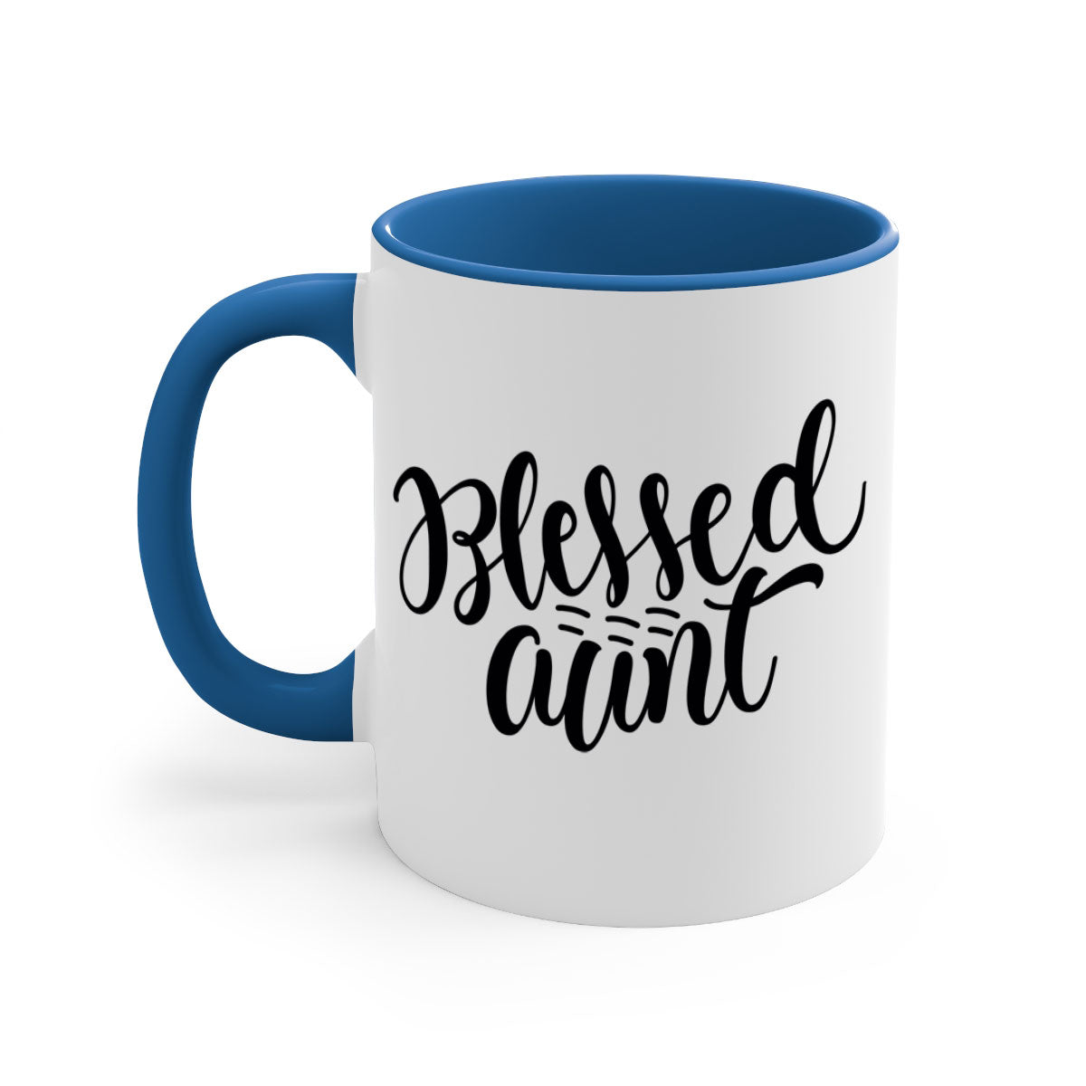 A stylish two-tone Blessed Aunt Mug with a colored handle and glossy finish, available in multiple colors and sizes.