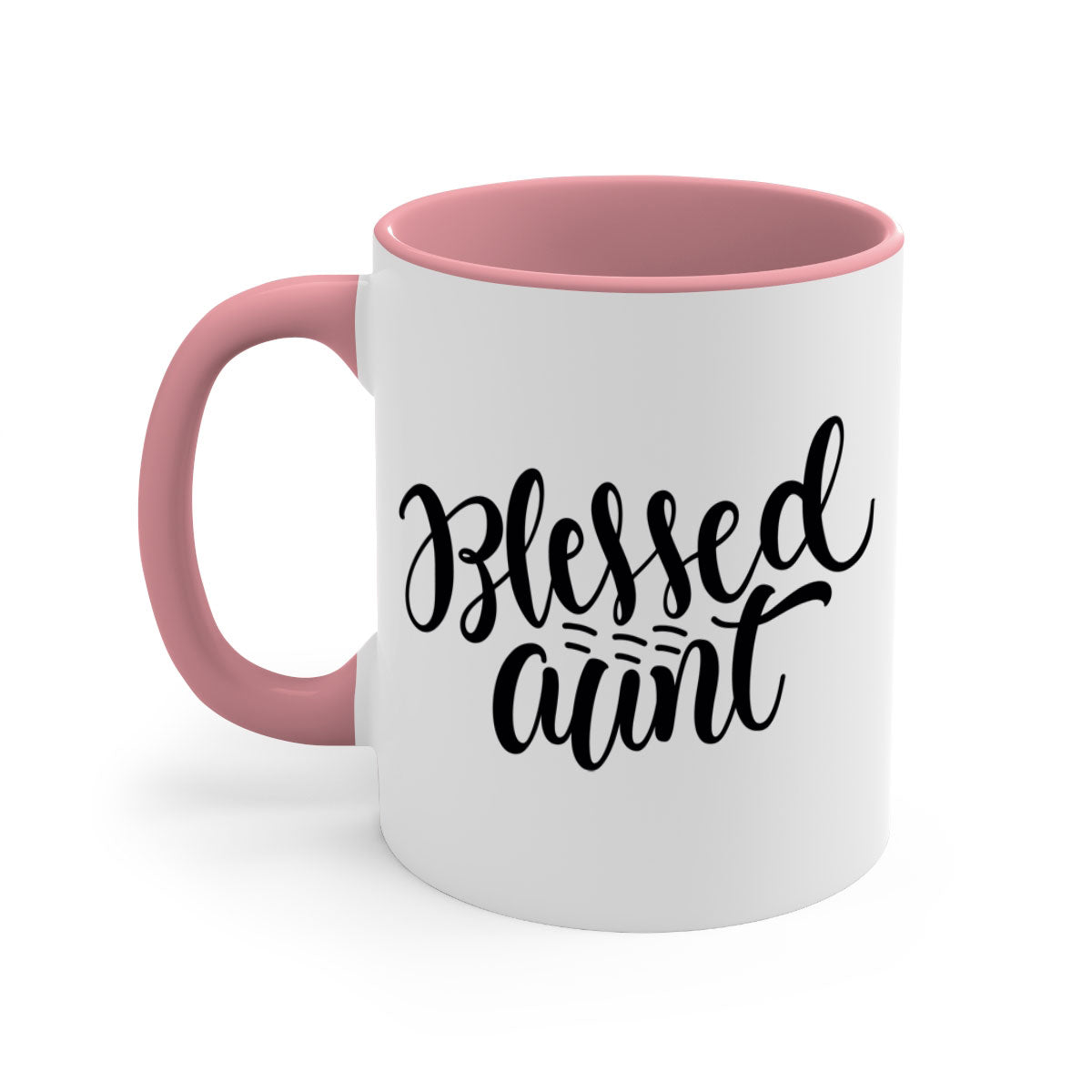 A stylish two-tone Blessed Aunt Mug with a colored handle and glossy finish, available in multiple colors and sizes.