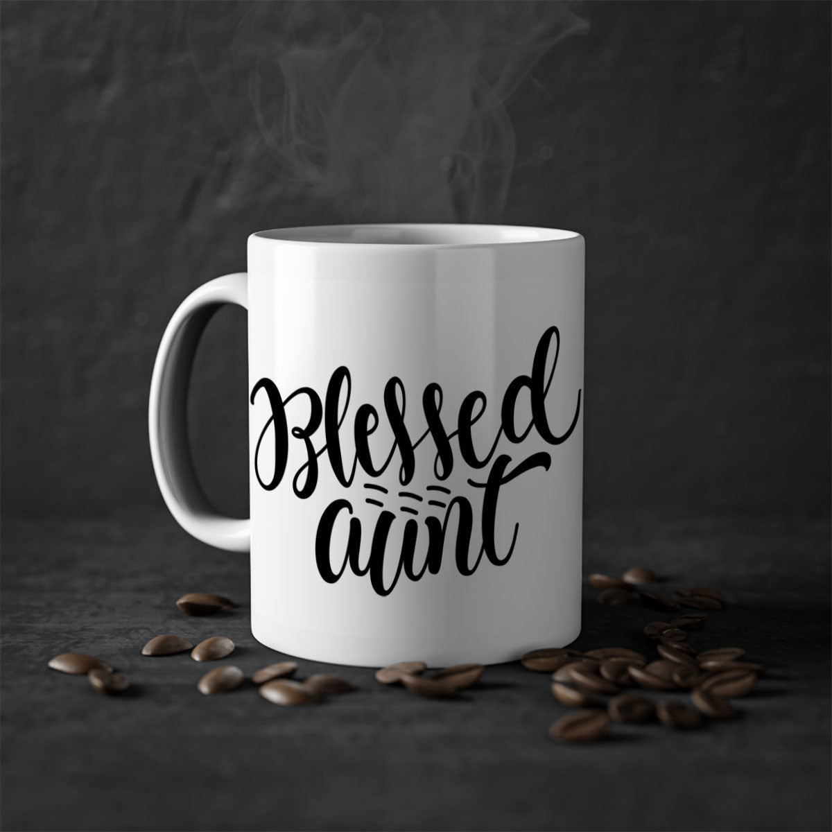 A stylish two-tone Blessed Aunt Mug with a colored handle and glossy finish, available in multiple colors and sizes.