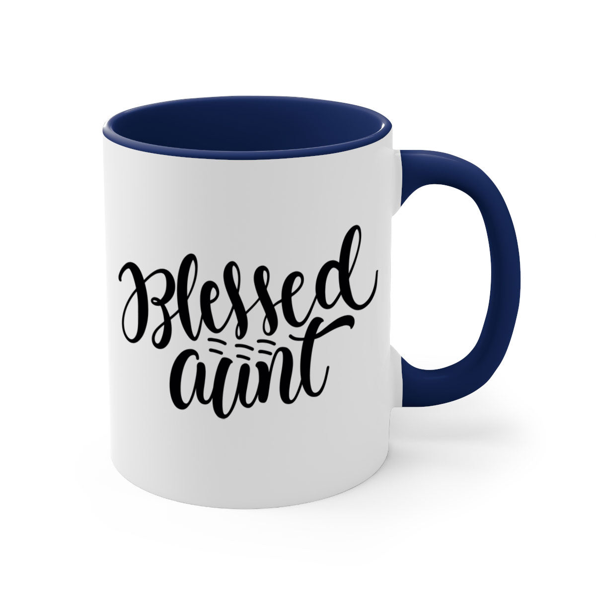 A stylish two-tone Blessed Aunt Mug with a colored handle and glossy finish, available in multiple colors and sizes.