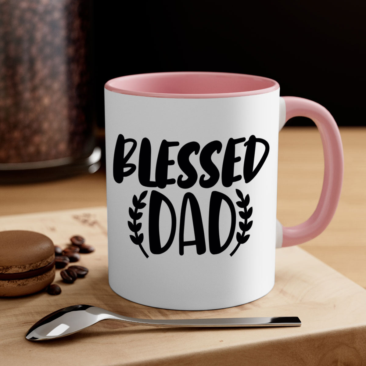 A stylish two-tone Blessed Dad Mug with a glossy finish, featuring a colored handle and interior, available in multiple colors.