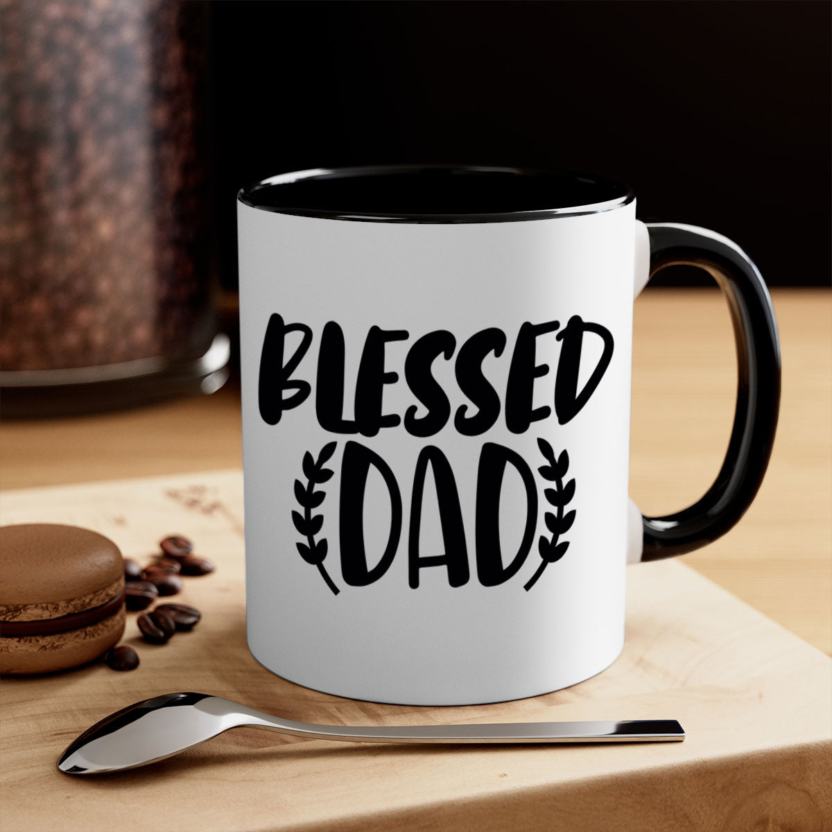 A stylish two-tone Blessed Dad Mug with a glossy finish, featuring a colored handle and interior, available in multiple colors.