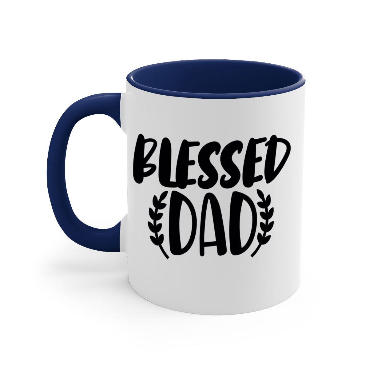 A stylish two-tone Blessed Dad Mug with a glossy finish, featuring a colored handle and interior, available in multiple colors.