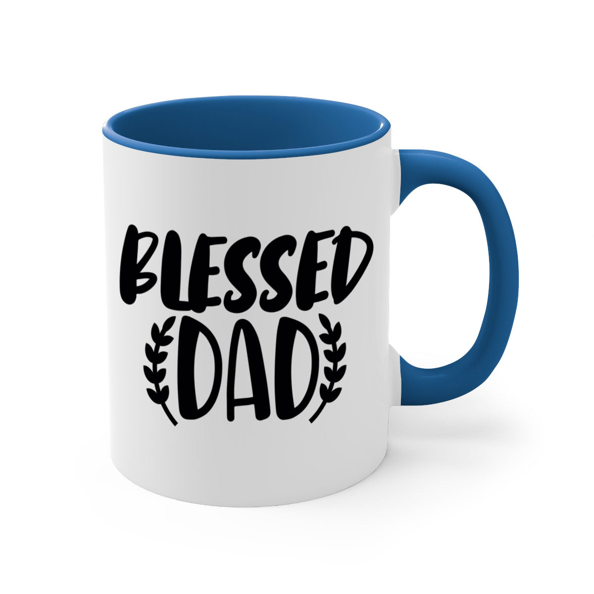 A stylish two-tone Blessed Dad Mug with a glossy finish, featuring a colored handle and interior, available in multiple colors.