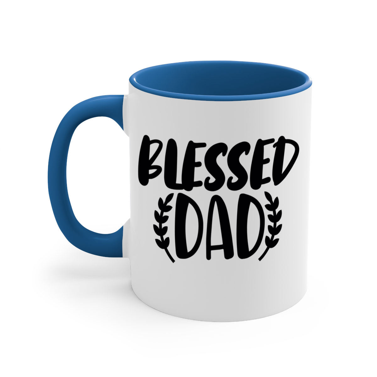 A stylish two-tone Blessed Dad Mug with a glossy finish, featuring a colored handle and interior, available in multiple colors.