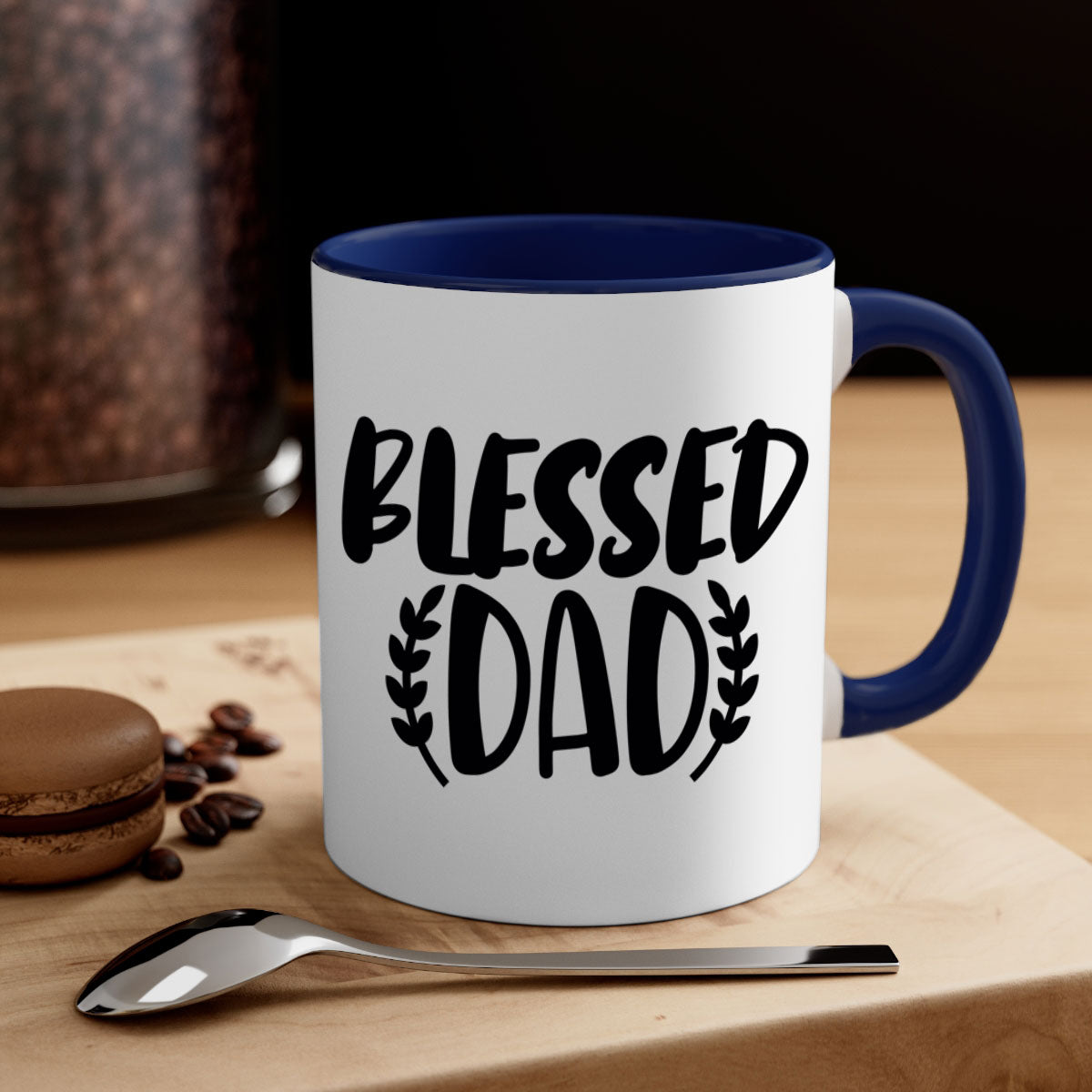 A stylish two-tone Blessed Dad Mug with a glossy finish, featuring a colored handle and interior, available in multiple colors.