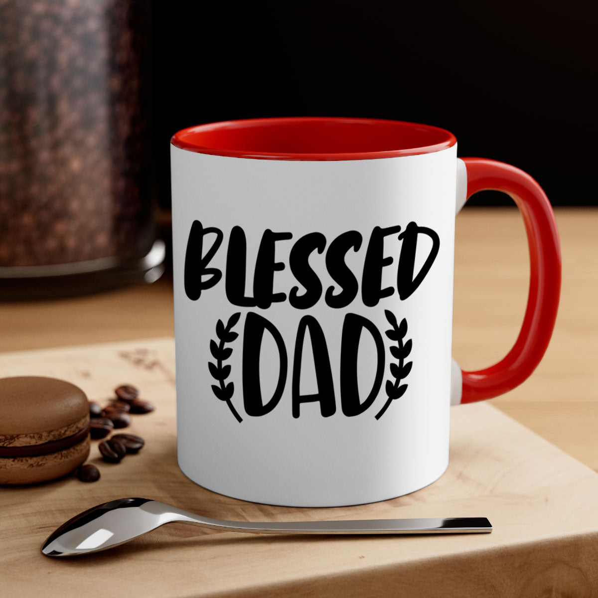 A stylish two-tone Blessed Dad Mug with a glossy finish, featuring a colored handle and interior, available in multiple colors.