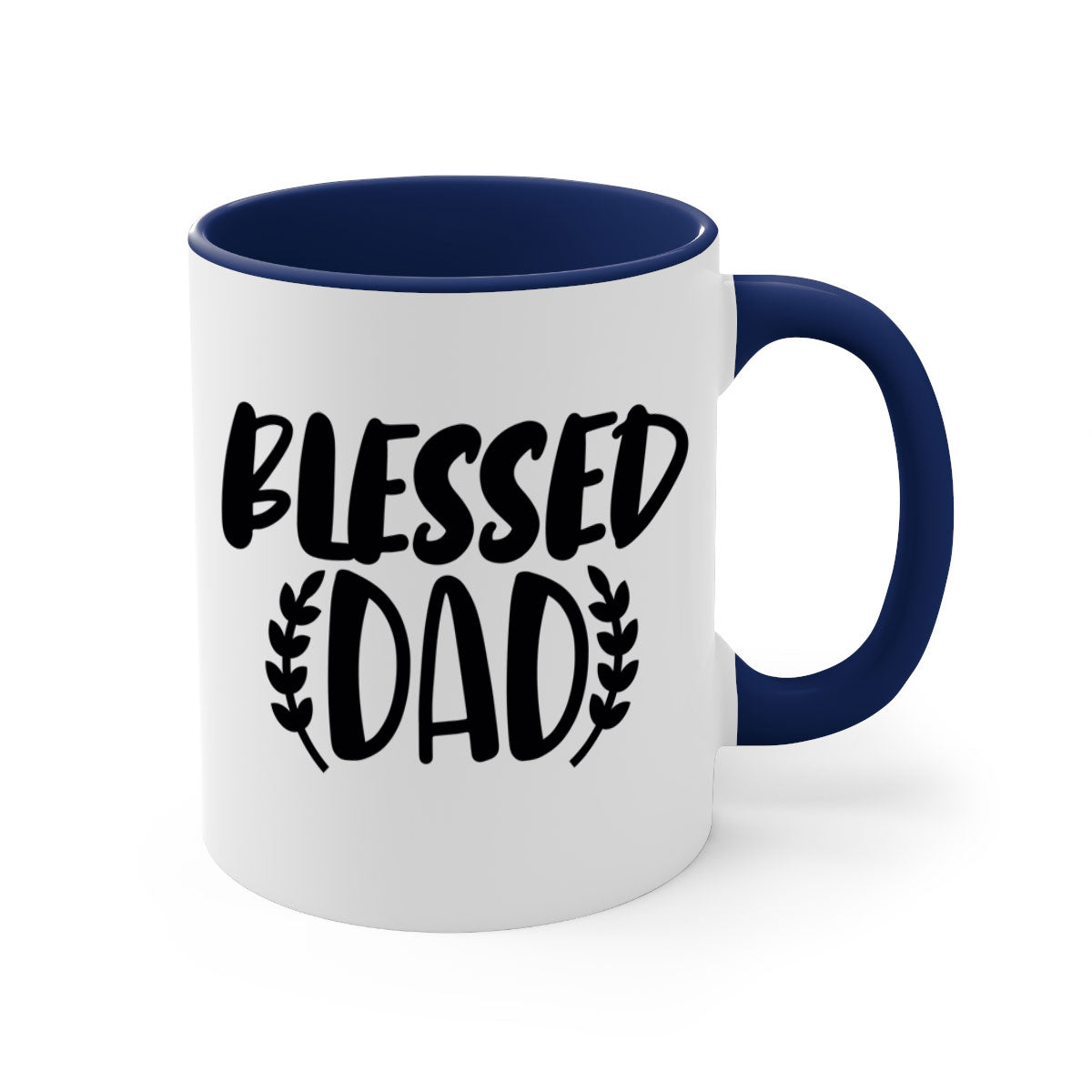 A stylish two-tone Blessed Dad Mug with a glossy finish, featuring a colored handle and interior, available in multiple colors.