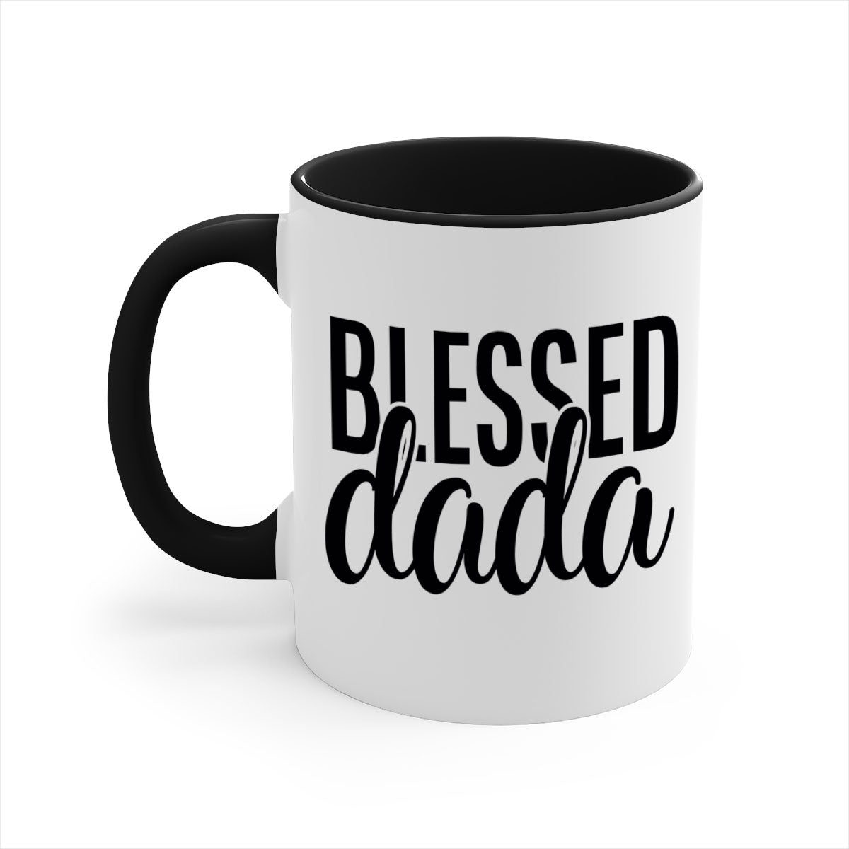 A stylish blessed dada 34# Mug with a two-tone design, featuring a colored handle and glossy finish, available in multiple colors.