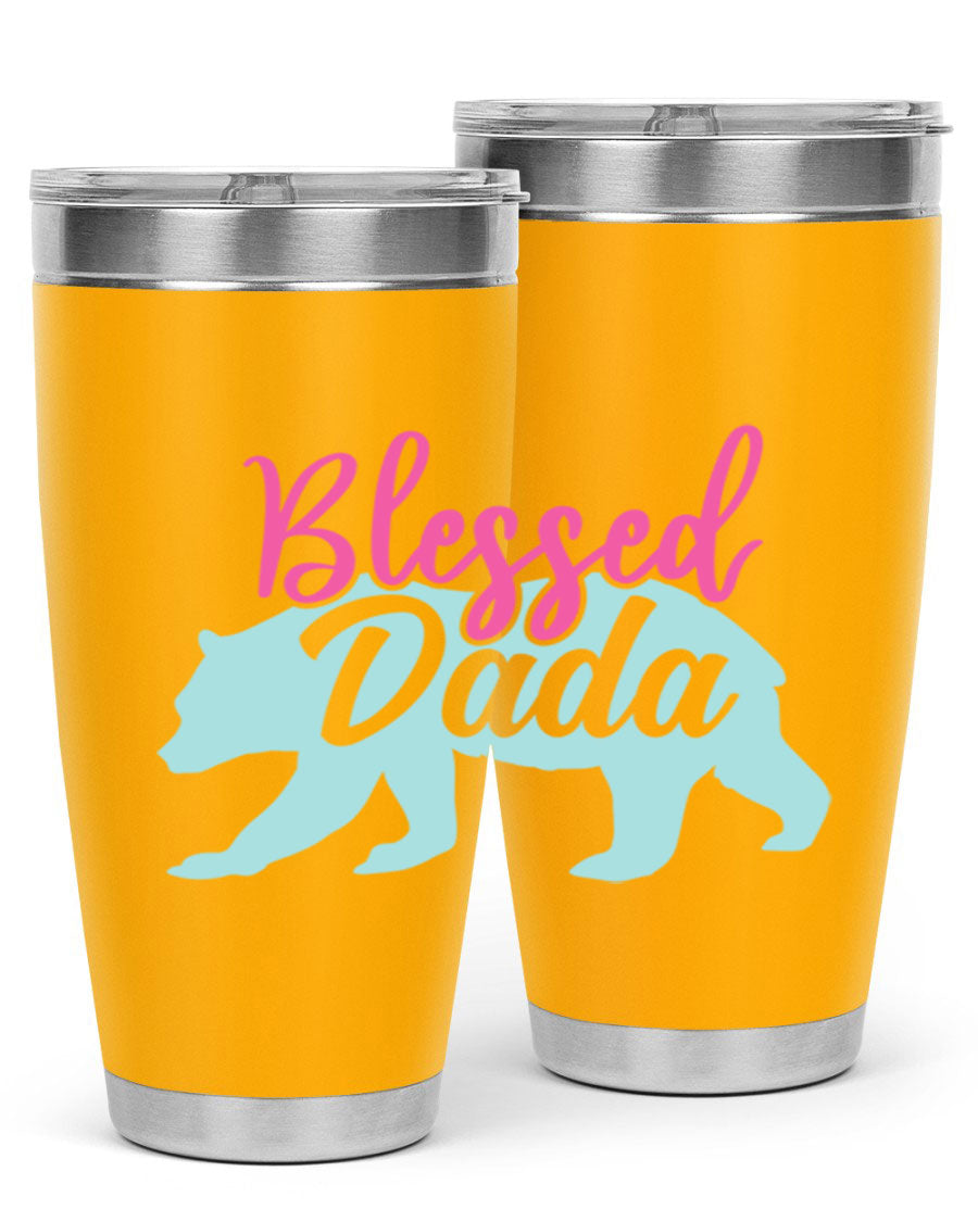 Blessed Dada 35# Dad Tumbler in stainless steel with a sleek design, perfect for hot and cold beverages.