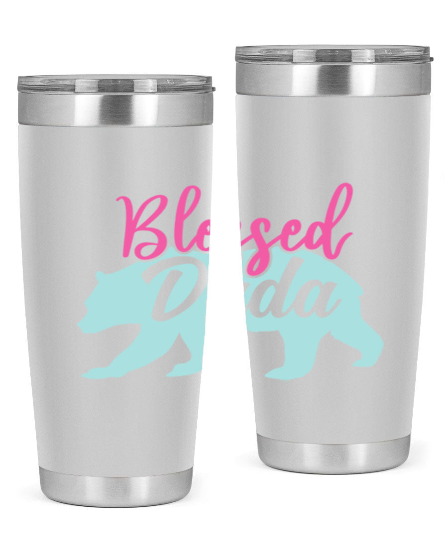 Blessed Dada 35# Dad Tumbler in stainless steel with a sleek design, perfect for hot and cold beverages.