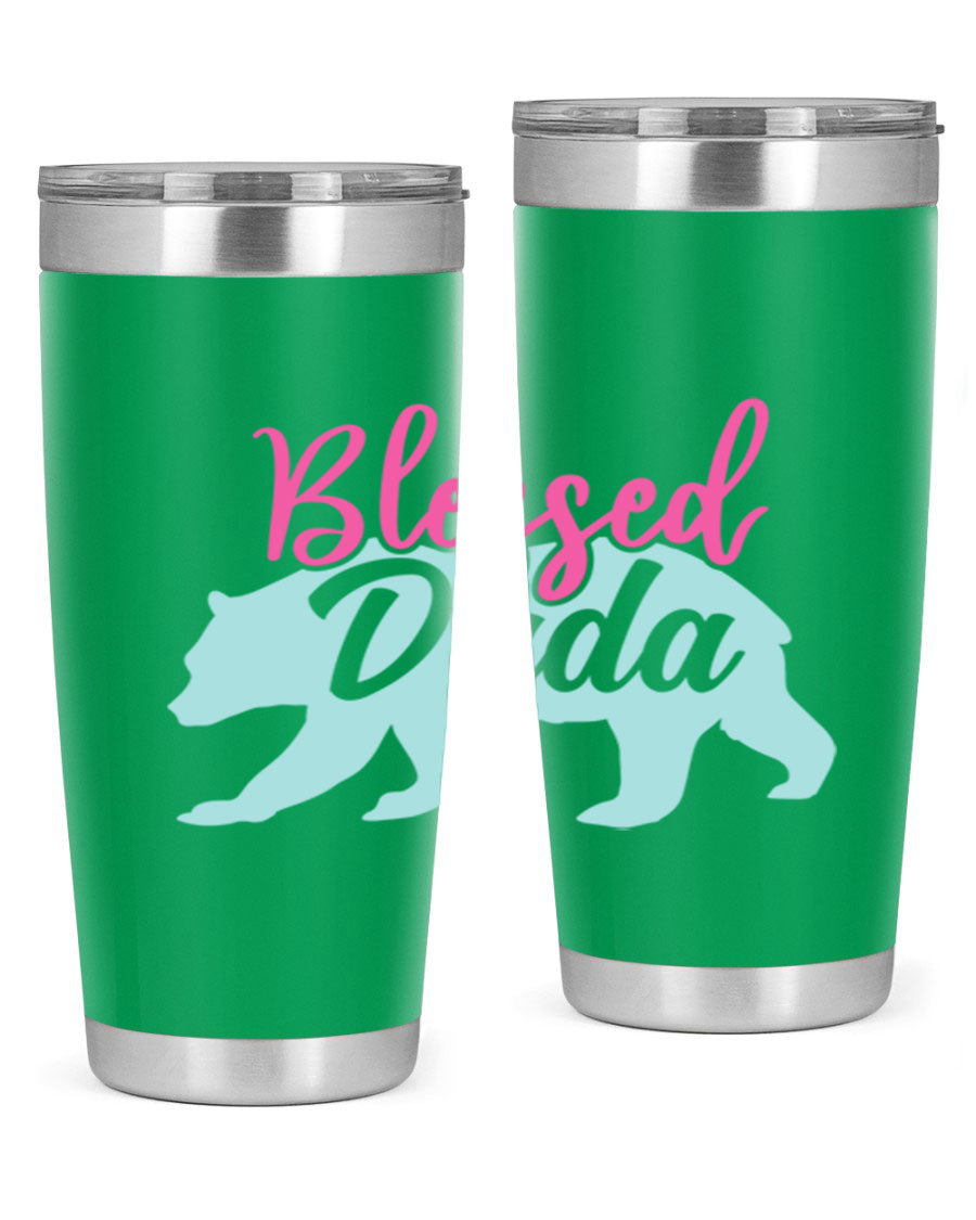 Blessed Dada 35# Dad Tumbler in stainless steel with a sleek design, perfect for hot and cold beverages.