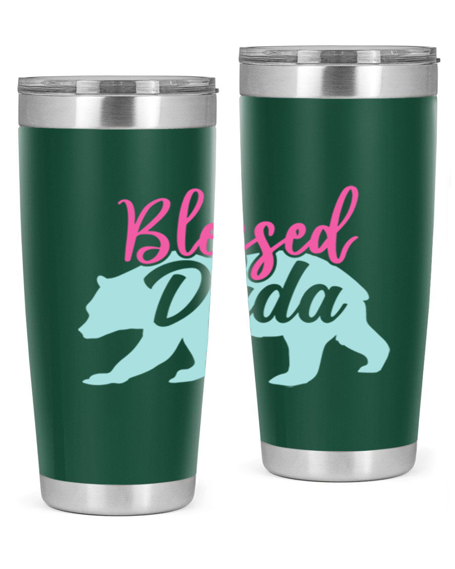 Blessed Dada 35# Dad Tumbler in stainless steel with a sleek design, perfect for hot and cold beverages.