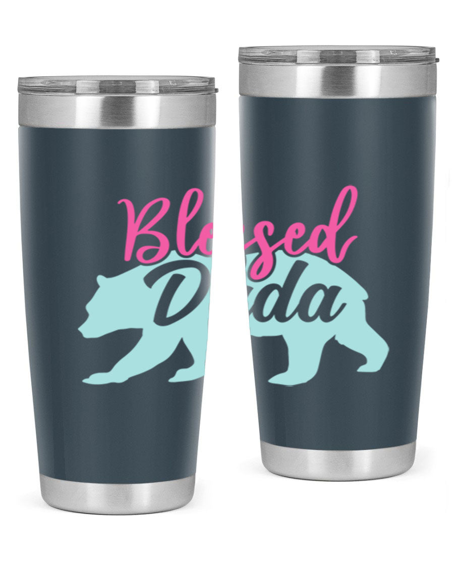 Blessed Dada 35# Dad Tumbler in stainless steel with a sleek design, perfect for hot and cold beverages.