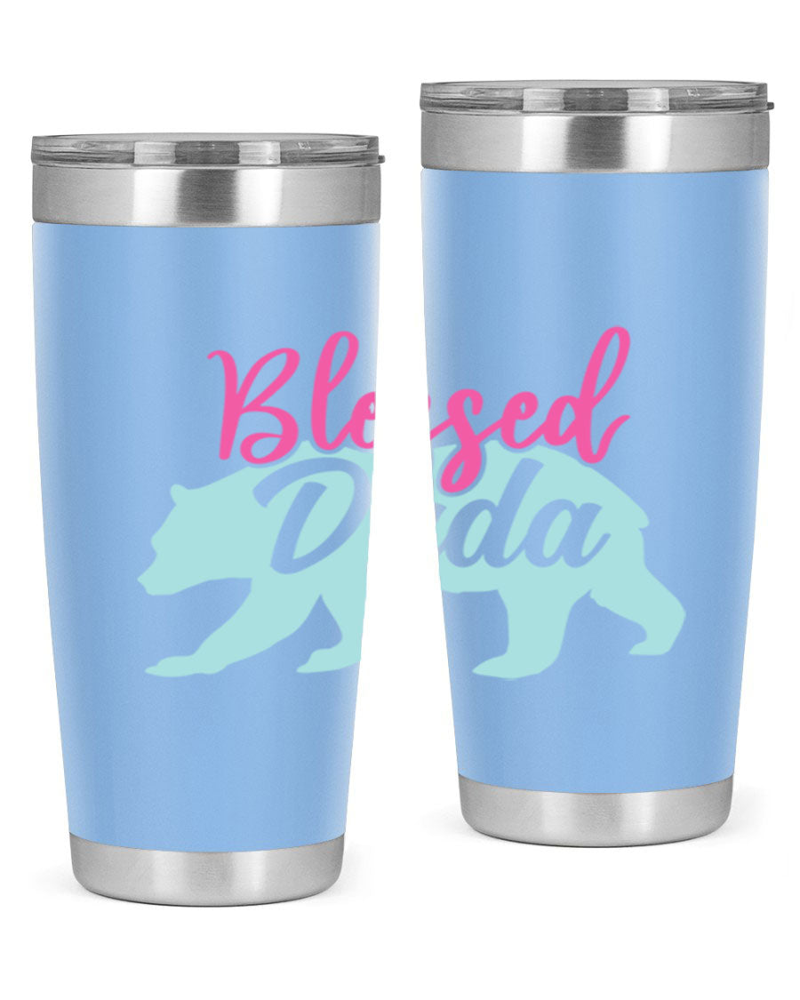 Blessed Dada 35# Dad Tumbler in stainless steel with a sleek design, perfect for hot and cold beverages.