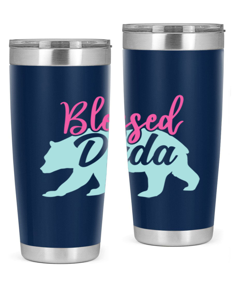 Blessed Dada 35# Dad Tumbler in stainless steel with a sleek design, perfect for hot and cold beverages.