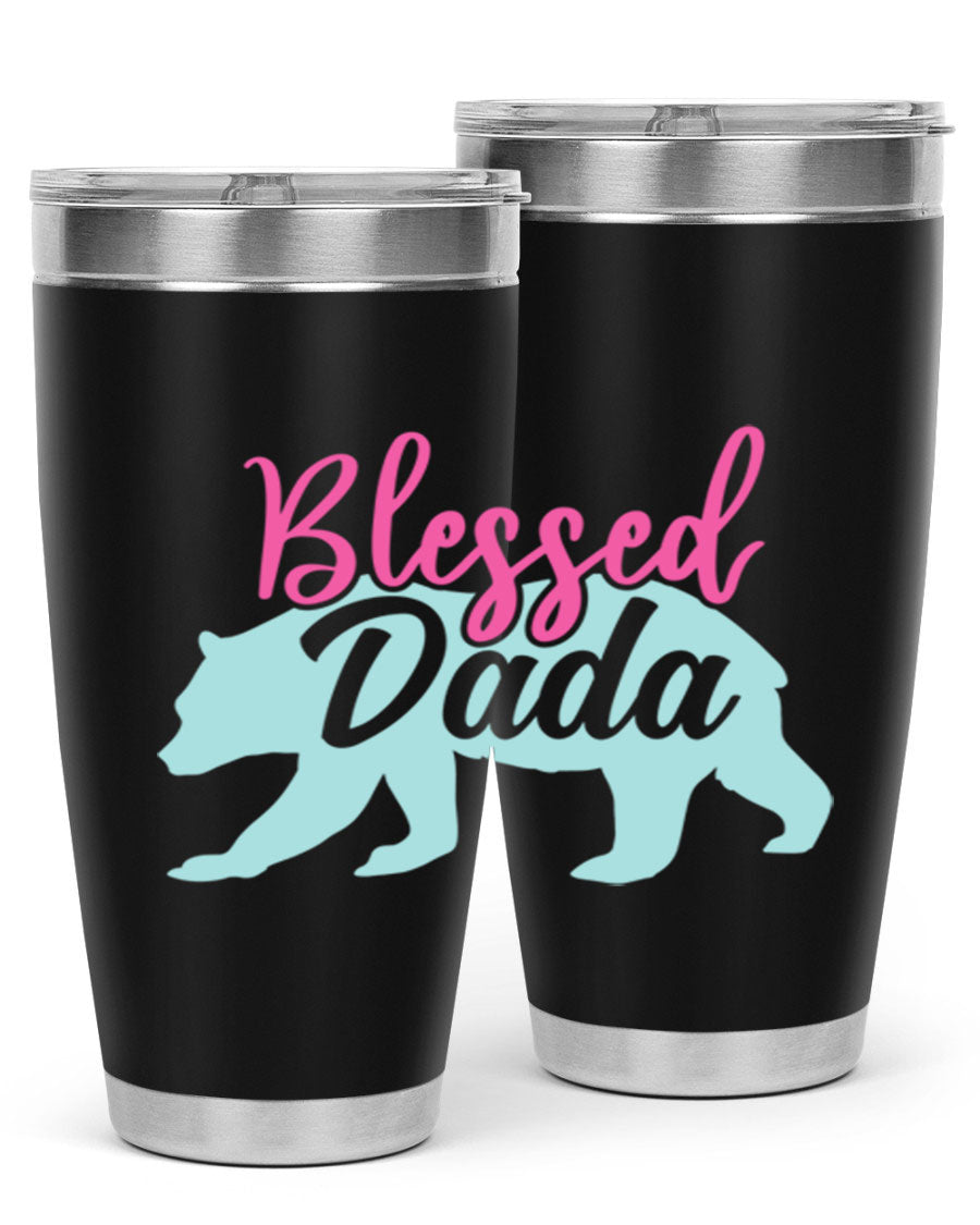 Blessed Dada 35# Dad Tumbler in stainless steel with a sleek design, perfect for hot and cold beverages.