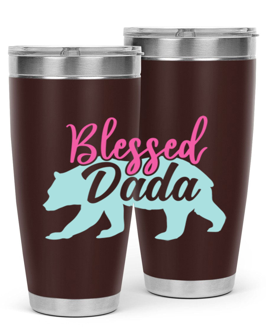 Blessed Dada 35# Dad Tumbler in stainless steel with a sleek design, perfect for hot and cold beverages.