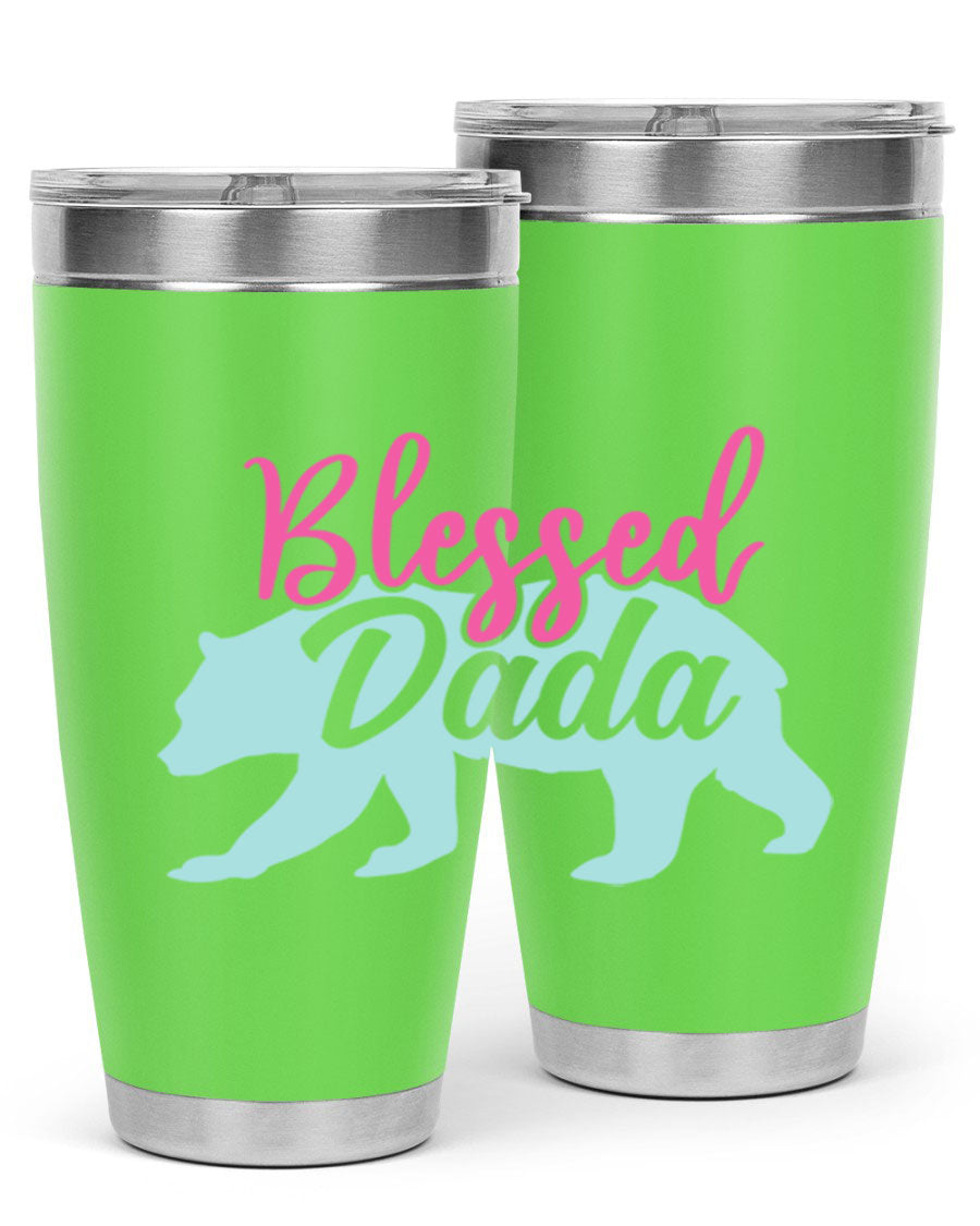 Blessed Dada 35# Dad Tumbler in stainless steel with a sleek design, perfect for hot and cold beverages.