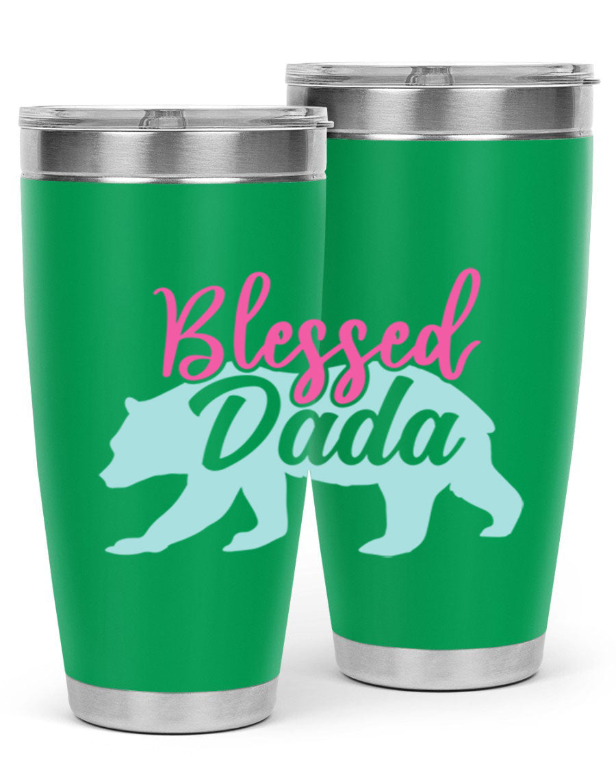 Blessed Dada 35# Dad Tumbler in stainless steel with a sleek design, perfect for hot and cold beverages.