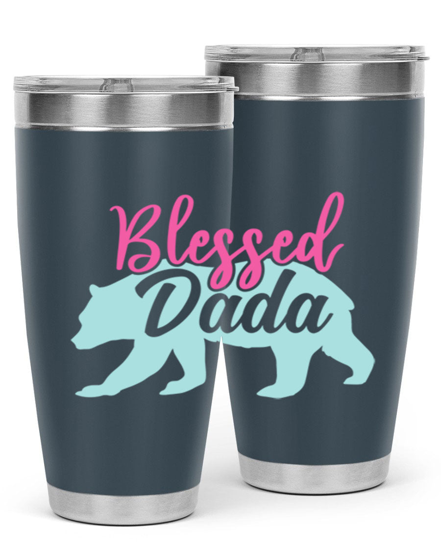 Blessed Dada 35# Dad Tumbler in stainless steel with a sleek design, perfect for hot and cold beverages.