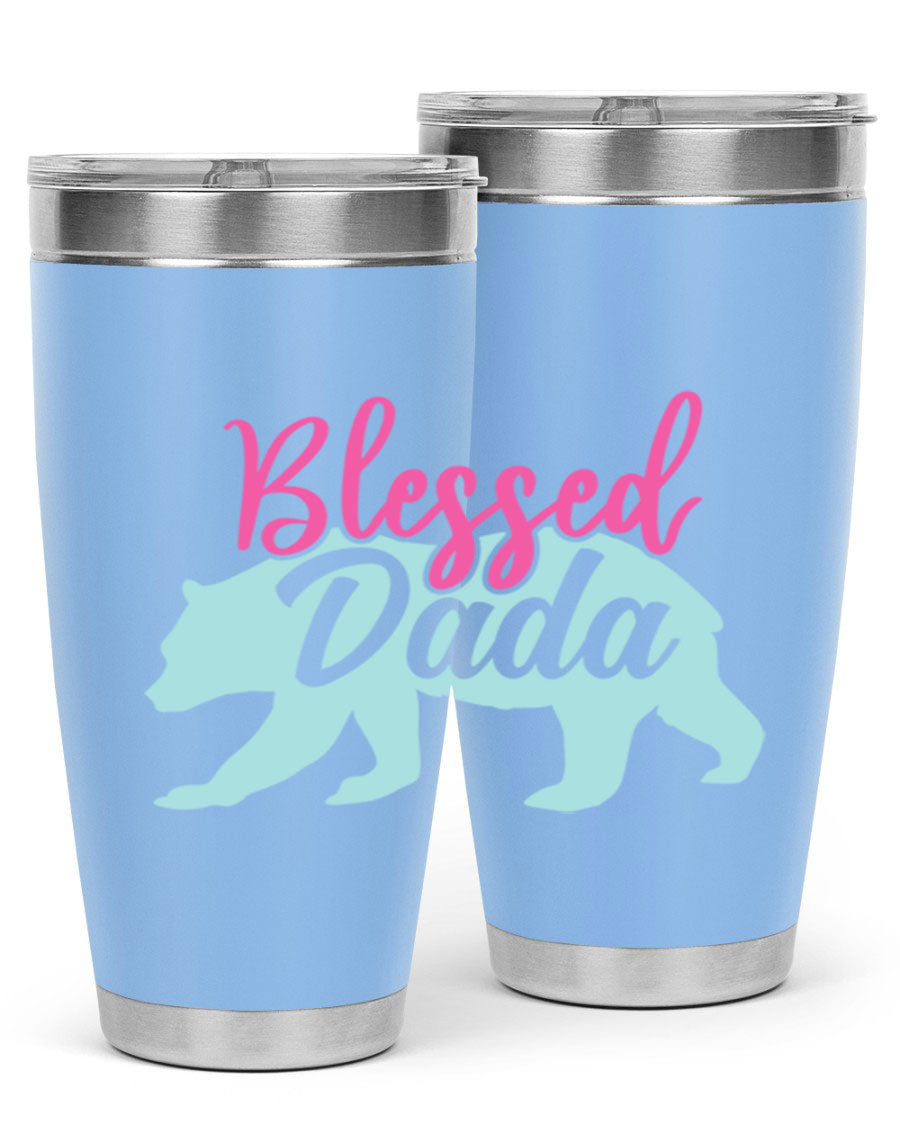 Blessed Dada 35# Dad Tumbler in stainless steel with a sleek design, perfect for hot and cold beverages.