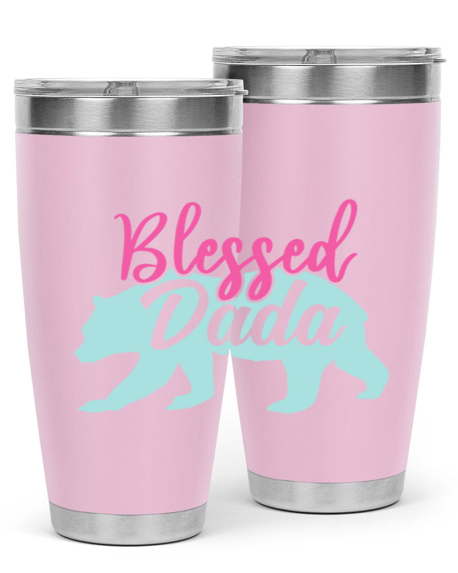 Blessed Dada 35# Dad Tumbler in stainless steel with a sleek design, perfect for hot and cold beverages.