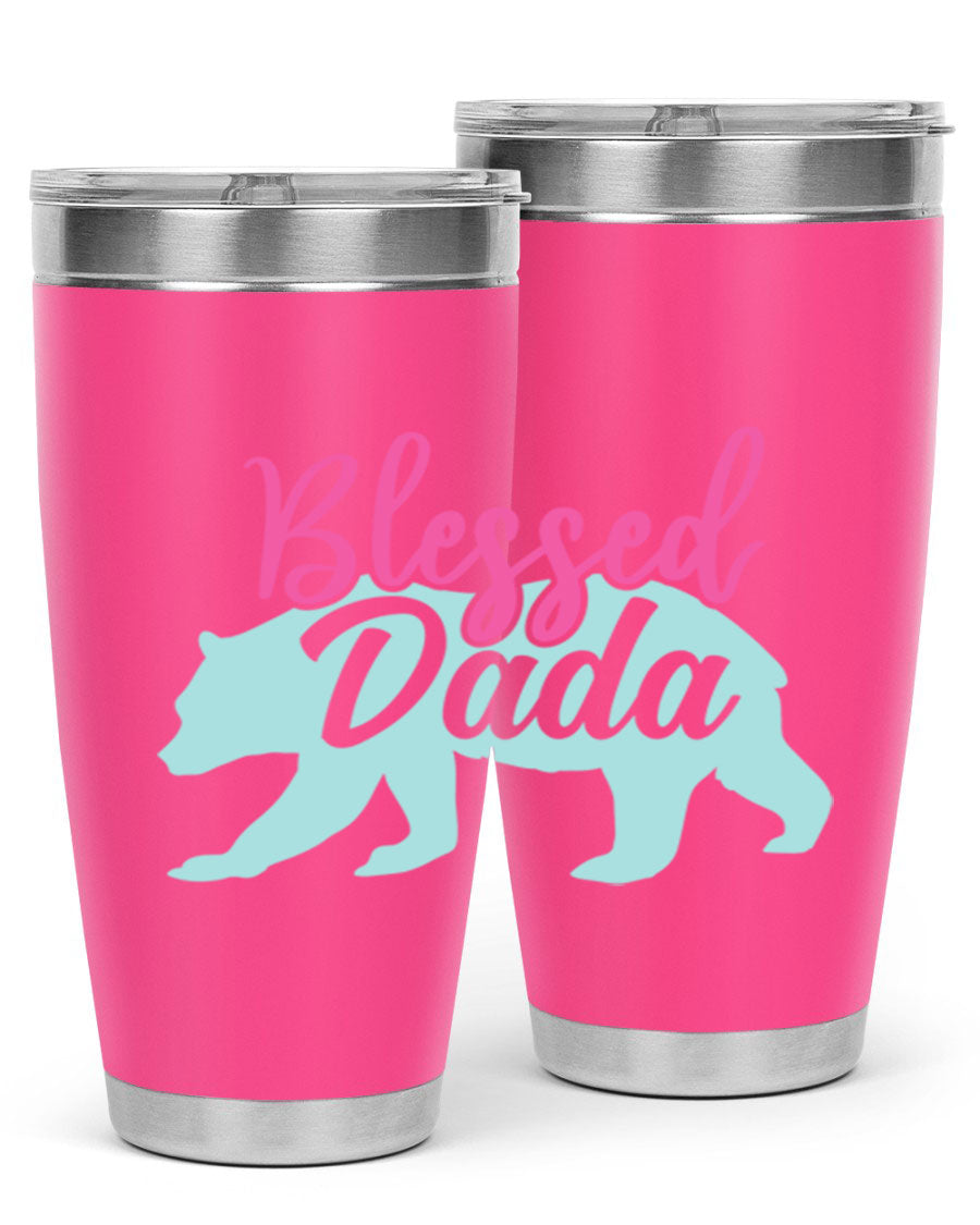 Blessed Dada 35# Dad Tumbler in stainless steel with a sleek design, perfect for hot and cold beverages.