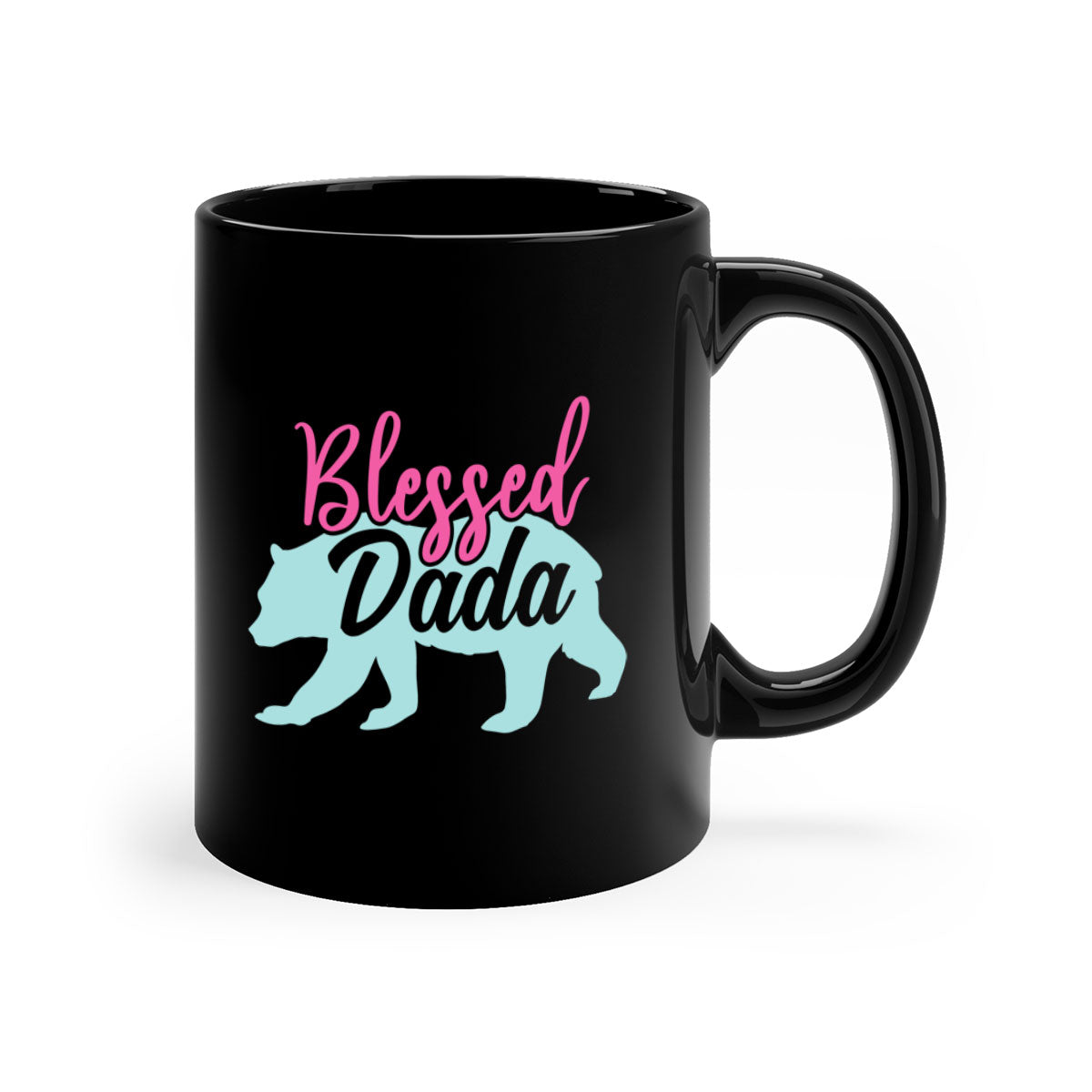 Blessed Dada 35# Mug with colorful handle and glossy finish, available in multiple colors and sizes.