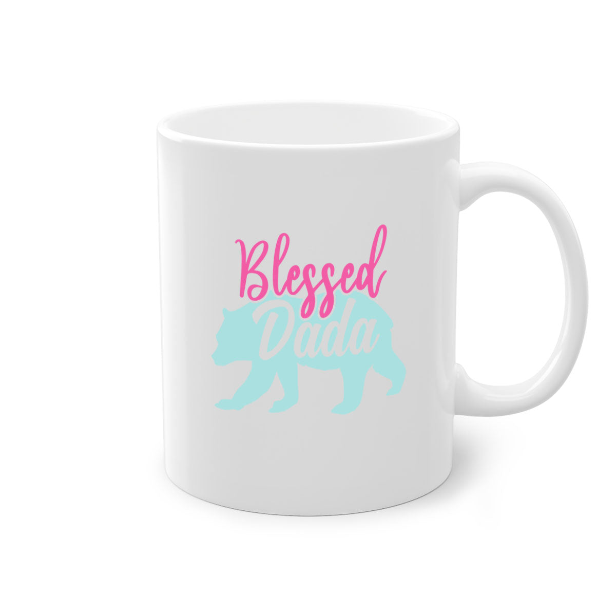 Blessed Dada 35# Mug with colorful handle and glossy finish, available in multiple colors and sizes.