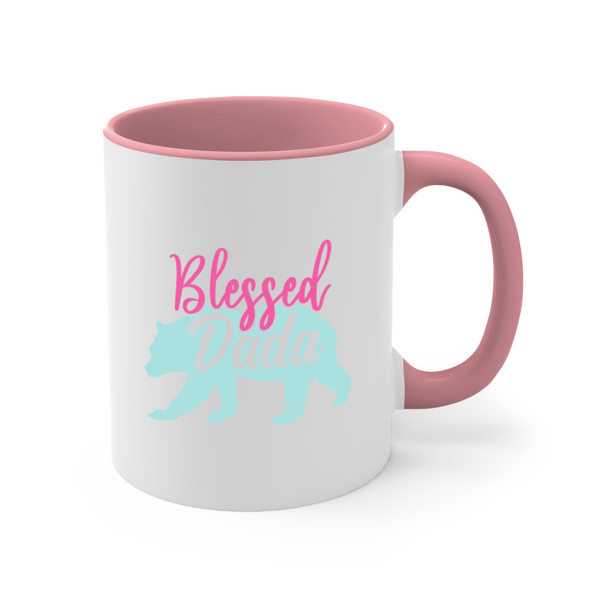 Blessed Dada 35# Mug with colorful handle and glossy finish, available in multiple colors and sizes.