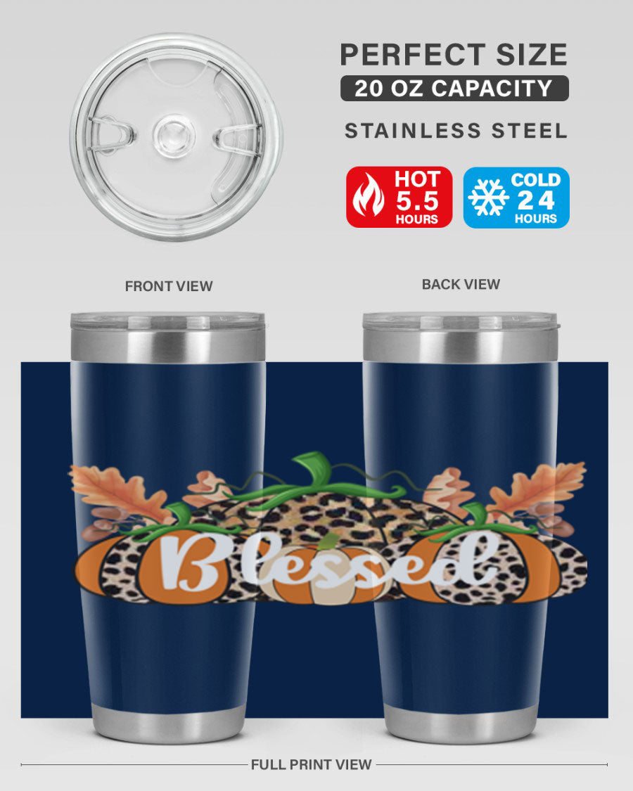 Blessed Fall 51# Tumbler in stainless steel with a stylish design, perfect for hot and cold beverages.