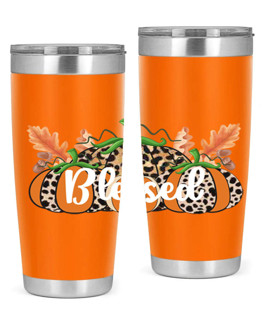 Blessed Fall 51# Tumbler in stainless steel with a stylish design, perfect for hot and cold beverages.